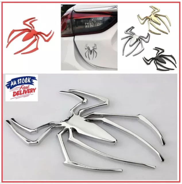 3D Metal Spider Chrome Car Truck Emblem Logo Decal Badge Sticker 4 Colours