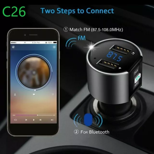 Handsfree Wireless Bluetooth Car Kit FM Transmitter Radio MP3 Player USB Charger