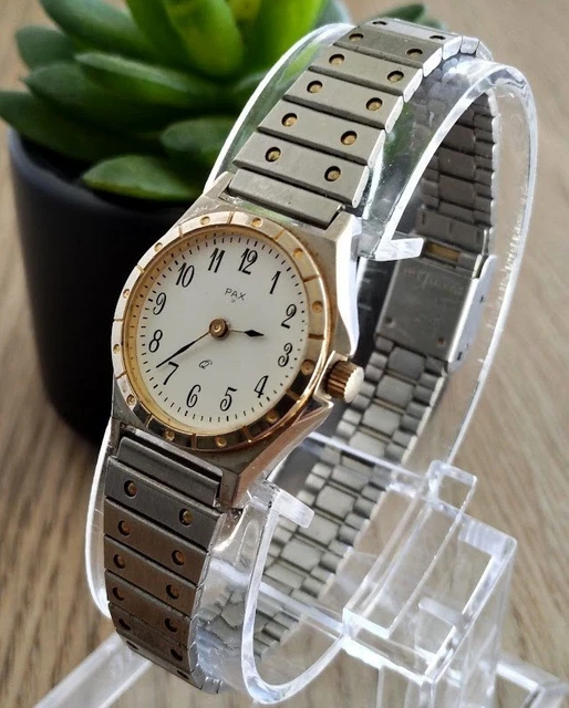 Montre Bracelet PAX Vintage - Boîtier Et Bracelet En Argent Massif, Mouvement Mécanique Manuel, Femme