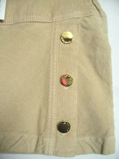 NWT $69 BEBE Vent Womens Beige Tan Brown Corduroy Gold Button Mini Skirt 27 2