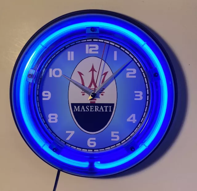 Maserati logo neon clock