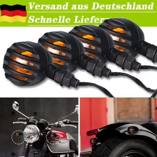 4X Universal Motorrad Mini Blinker Mit Grill E-Geprüft E11 Amber Blinkleuchte