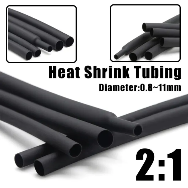Tubo retráctil de calor negro envoltura de tubos eléctricos manga de automóvil cable reductor térmico 2:1