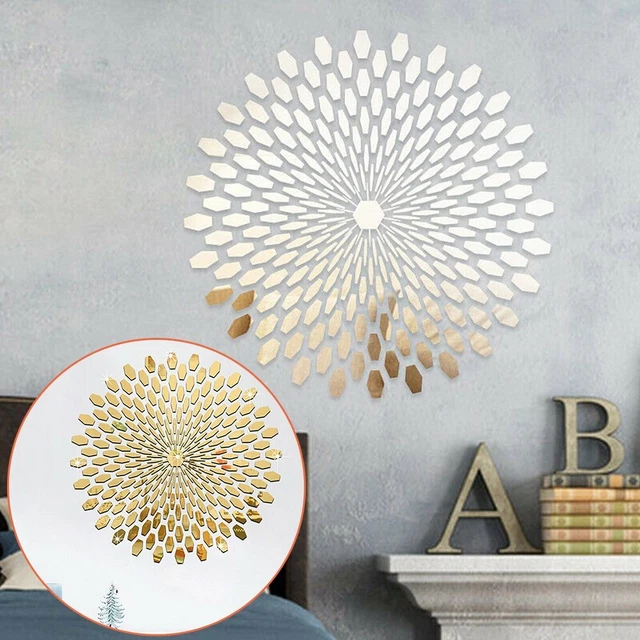 Acrylic 3D Mirror Effect Tile Wall Sticker Room Decor Stick On Art Bathroom