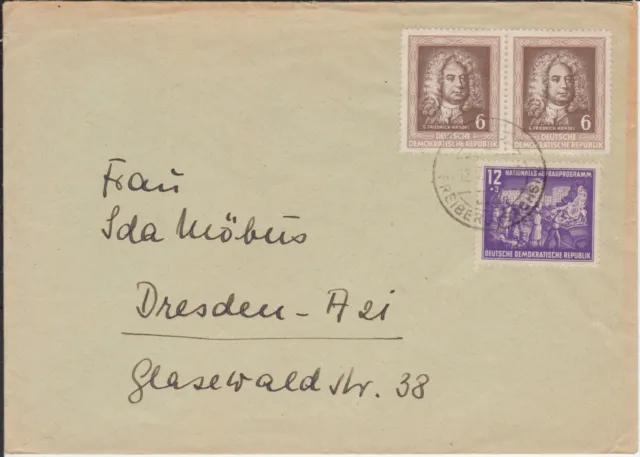 Schöne MiF waager. Paar 308 / 303 auf Brief wohl aus Niederschöna über Freiberg