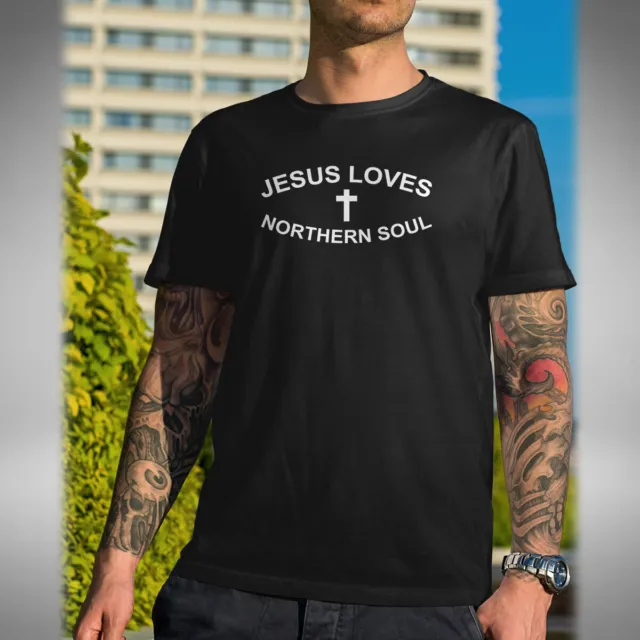 Jesus Loves Northern Soul T-shirt da uomo Keep The Faith amante della musica