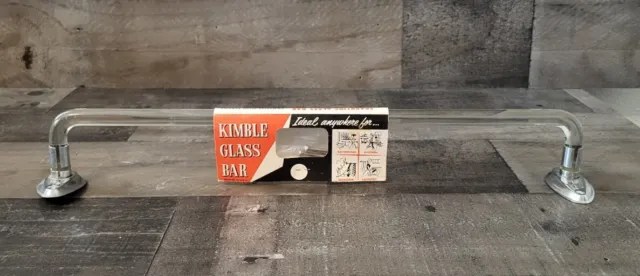 Vintage MCM 18” Kimble Bent End Glass Chrome Towel Bar Rod Kitchen Bathroom