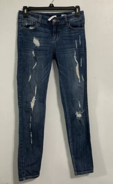 Eunina Women's Low Rise Skinny Ankle Distressed Denim Jeans Size 5.