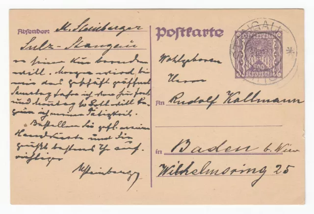 Österreich Postkarte Stangau Wienerwald Mödling nach Baden bei Wien 1924