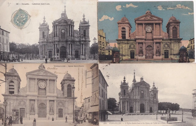Lot de 4 cartes postales anciennes postcards VERSAILLES église saint-louis
