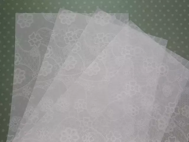 Vellum Translucent Lace Print Paper A4 100gsm 25 or 10 Sheets for Arts & Crafts