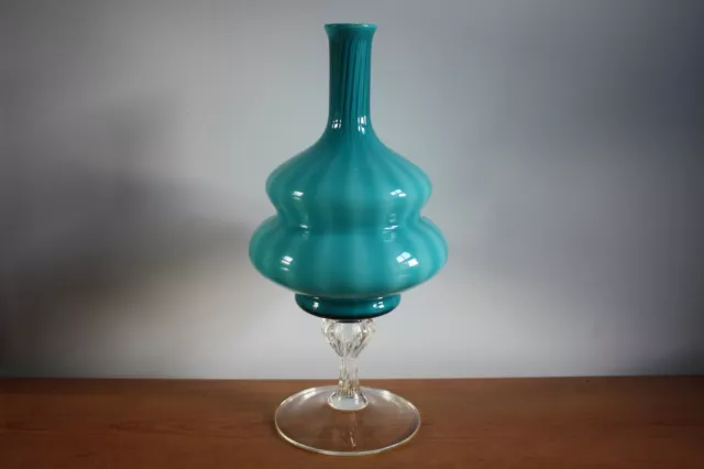 Large Vintage Mid Century Modern Empoli Cased Glass Vase 12.75" (32.5cm) Tall