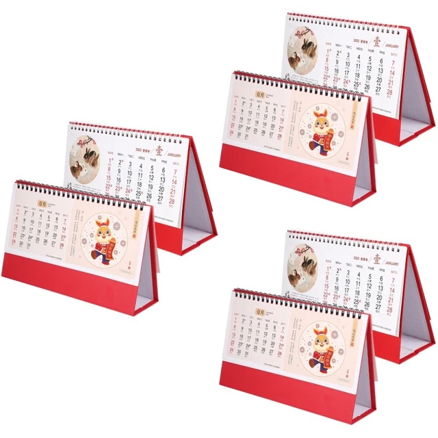 6 Pcs Tischkalender 2023 Stehender Hasenjahreskalender Standkalender Einfach