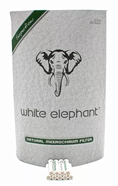 Pfeifenfilter Natural Meerschaum WHITE ELEPHANT 9mm 250 Filter Jumbo Box Pfeifen