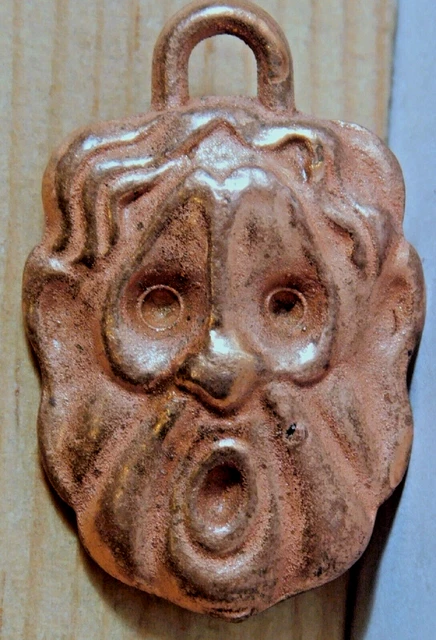 Vintage Surprise Scared Face Look  Charm  Copper Clad Detail