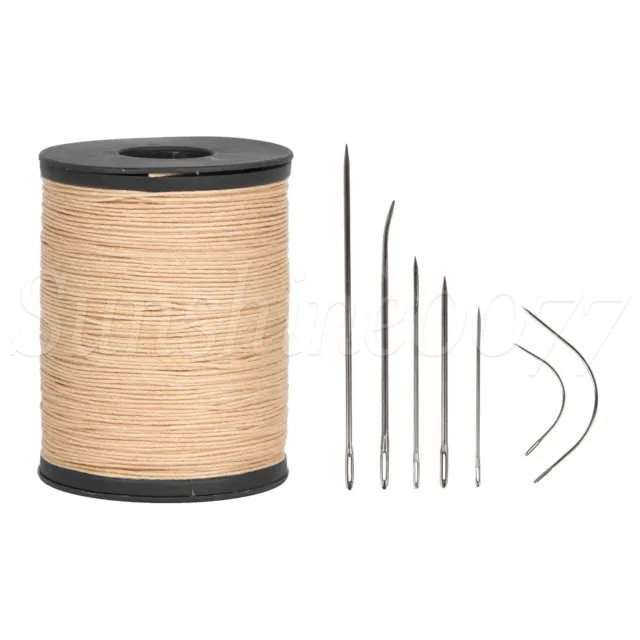 5PCS 0.55MM Linen Waxed Cord with 35 Sewing Tools Kit-Leather Bag Repairing DIY