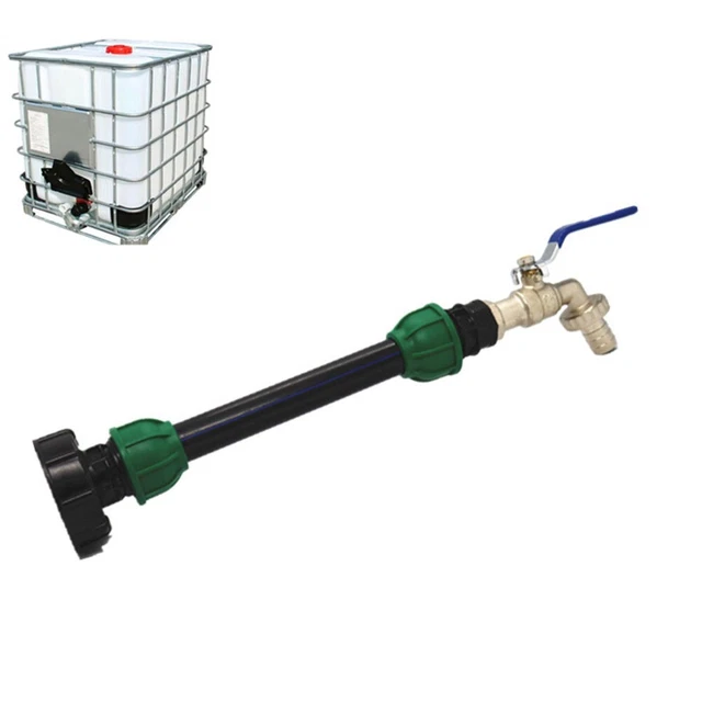 Adaptateur Robinet 90° Pour Réservoir IBC - Filetage 60mm, Plastique - Pour Raccordement Tuyau D'arrosage, Récupération Eau De Pluie