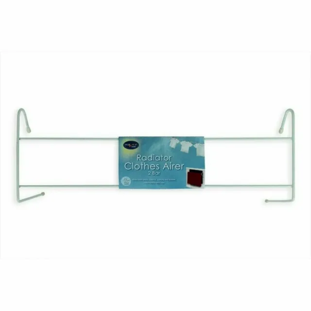 2 Bar Airer Over The Radiator Heavy Duty Metal White Indoor Clothes Drying Rack