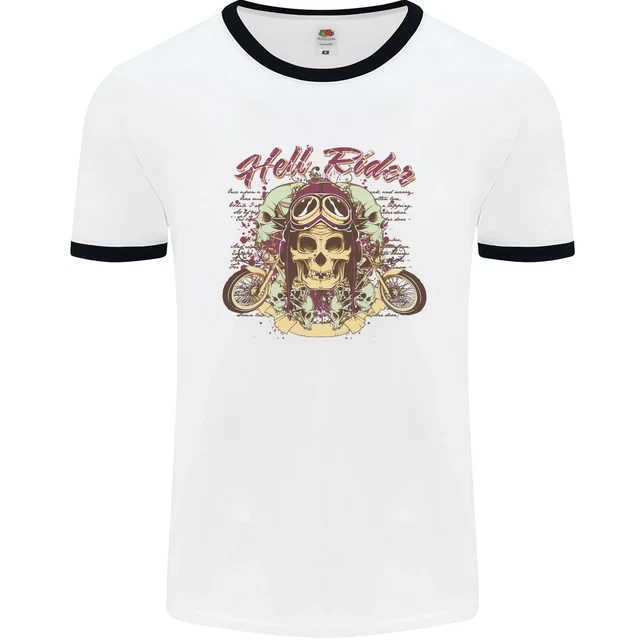 T-shirt Ringer Hell Riders Motociclo Biker Uomo