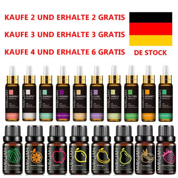 MAYJAM Reine Ätherisches Öl 10ml Aromatherapie Duftöl für Diffusor Massage Skin