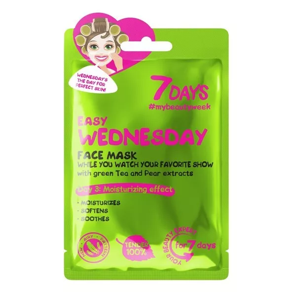 7DAYS Easy Miércoles Máscara Facial 28g Té Verde Pera Extractos Hidrata Suaviza