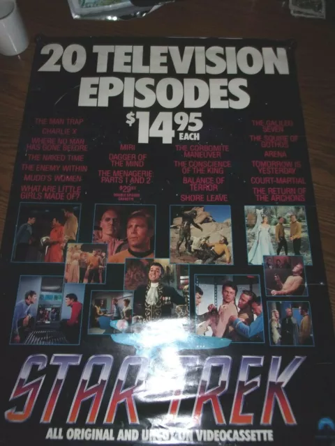 1985 Star Trek  Paramount Home Video Videocassette Promo Poster 23 x 32