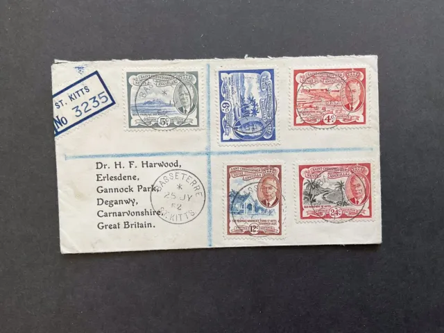 Postal History  St Kitts 1952 Registered Letter To GB .