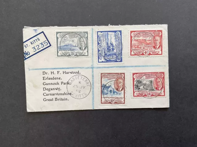 Postal History  St Kitts 1952 Registered Letter To GB .