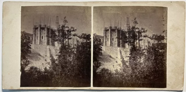 FRANCE Monastère de La Pierre-Qui-Vire Eglise en construction Photo Stereo 