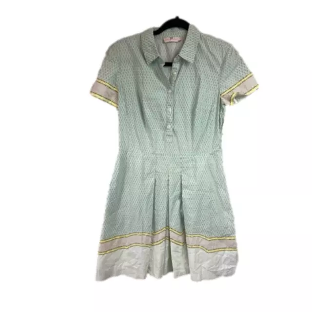 Tory Burch Emmy Short-Sleeve Pleated Shirtdress, Shore Samo size 4