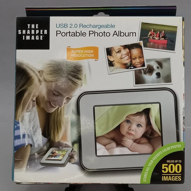 Álbum de fotos portátil recargable The Sharper Image USB 2.0