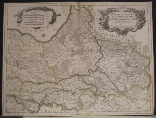 Utrecht Zutphen Veluwe Netherlands 1702 Sanson & Jaillot Unusual Antique Map