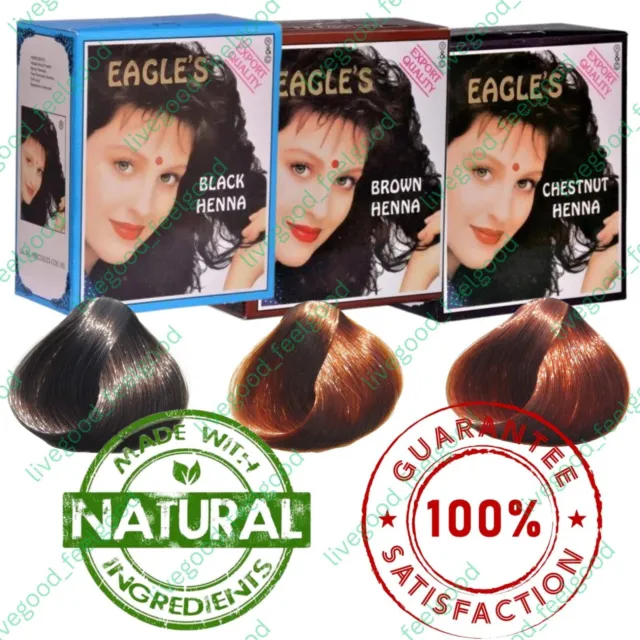 Eagles Henna Natural Long Lasting Tint Black Brown Chestnut Indian Mehndi 6x10