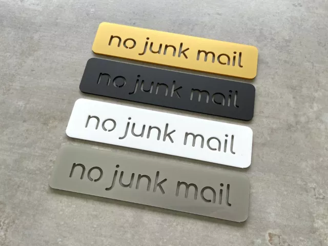 No Junk Mail House Numbers Letterbox Mailbox Plaque - No Junk Mail Cutout 20x5cm