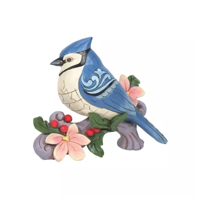 Jim Shore Heartwood Creek - Crested in Blue - Blue Jay with Flowers 6012264