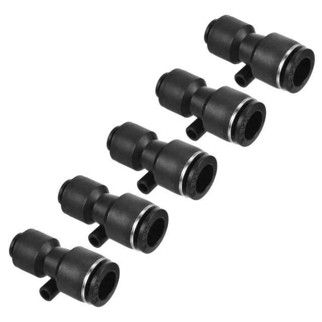 5Pcs 12mm to 6mm Reducing Union Push to Connect Air Line Fitting Black