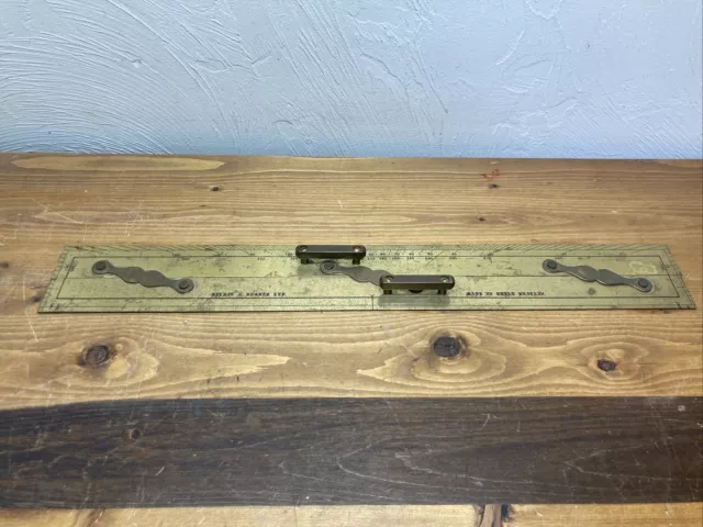 Vintage Hinged Parallel Ruler Nautical Brass Made In Great Britain Vintage Hinged Parallel Ruler Nautical Brass Made In Great Britain