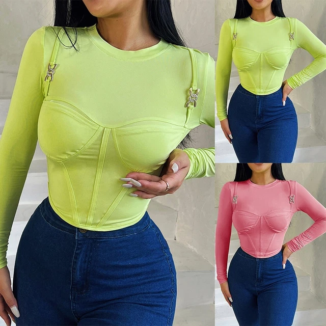 Camicetta Top Corto Donna Casual Comodo Hot Girl Stile Slim Morbido Estate