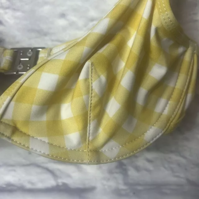 NWT Ephemera Mustard Gingham Classic Bra Underwire Bikini Top US Sz. 2 Reg. $130 2