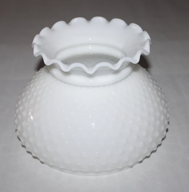Vintage Lamp Shade White Milk Glass Hobnail Hurricane Student Lamp Shade