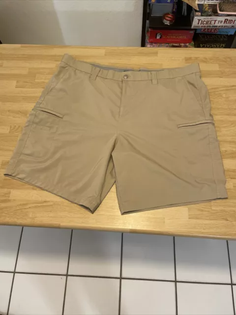 GEORGE MEN'S CARGO Shorts Size 46 Tan Zippered Pockets Polyester ...
