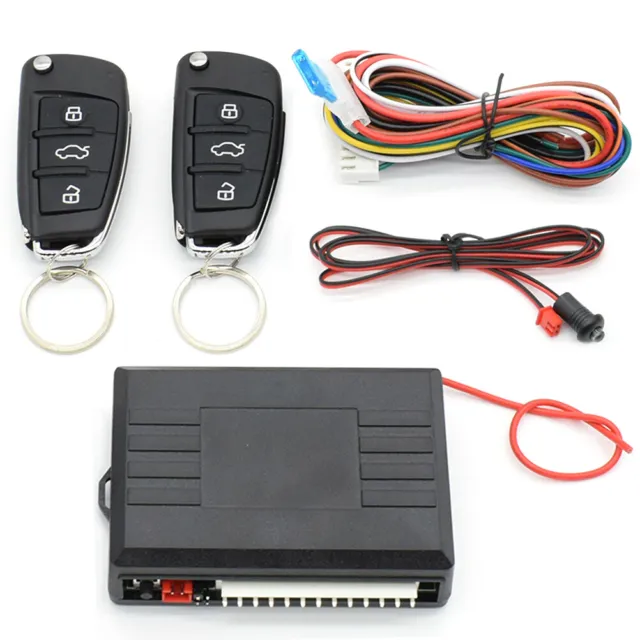 Keyless Entry Car Alarm System +2 Flip Key Fob 3-button Remote Control Lock Kit