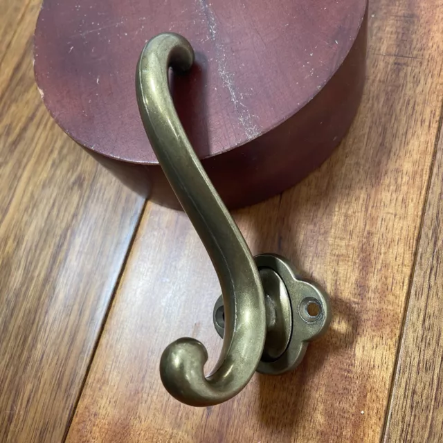 Coat Hook Bath Robe Clothes Vintage Rustic Cast Iron Brass 2 Part Decorative
