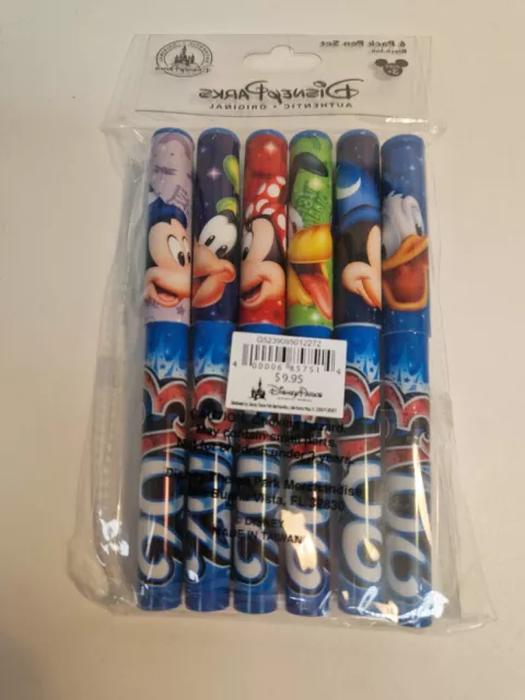 Disney Parks 2013 6 Pack Pen Set Minnie Mickey Donald Daisy Goofy Pluto