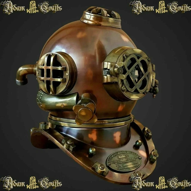 PLONGÉE DIVERS CASQUE U.S Marine Mark V Massif Acier Original Ancien 18