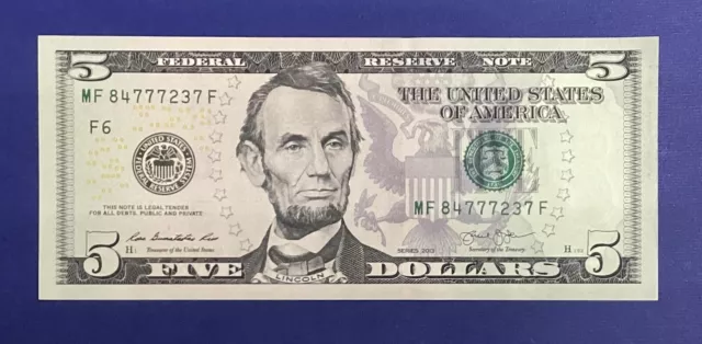 USA  $5 US Dollar Bill UNC Series 2013 F6 ( Atlanta) Legal Tender