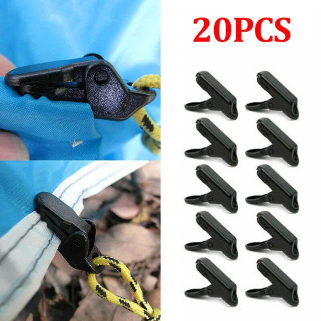 20x Zelte Markisenklemmen Tarp Clips Snap Hangers Camping Survival Tighten Tools 3