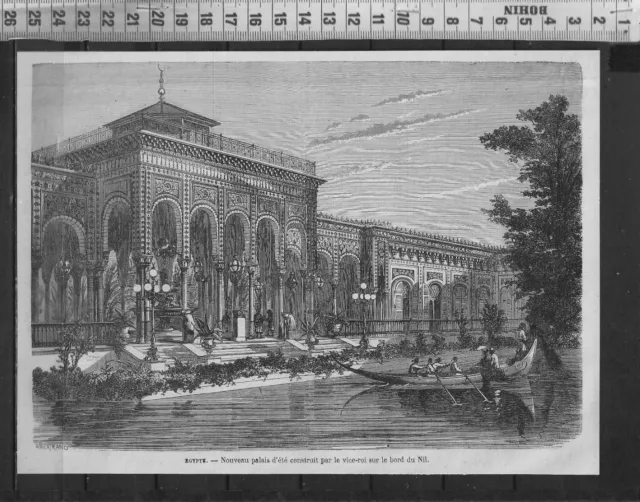 G403 / Gravure 1888 /  Egypte Nouveau Palais D Ete Sur Le Bord Du Nil