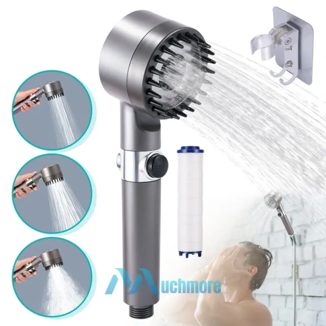 4 Function Shower Head High Pressure 3 Settings Spray Handheld Sprinkler+Holder