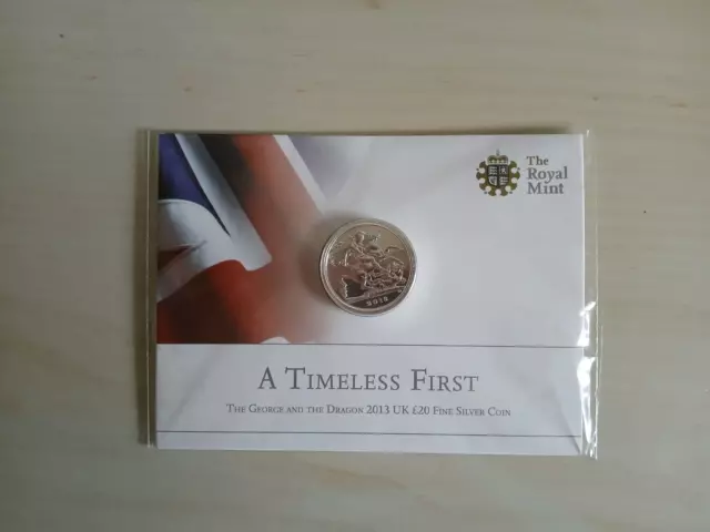 2013 £20 George And The Dragon A Timeless First UK fine silver coin